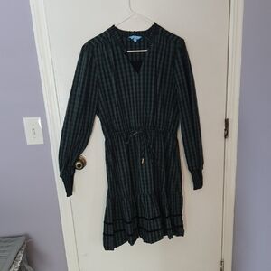 Draper James Green Plaid Long Sleeve Dress